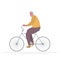 Old man is riding a bike. Concept of healthy lifestyle