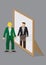 Old Man Sees Himself as Young Man in Mirror Cartoon Vector Illus