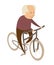 Old man senior grandfather riding a bicycle . Flat style design