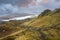 The Old Man of Storr drone view on Scotlandâ€™s Isle of Skye, Scotland