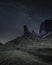 Old Man of Storr nightscape composit   image.Famous landmark on Isle of Skye, Scotland