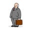 Old man with a suitcase. Business elderly man, wearing a suit an