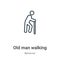 Old man walking outline vector icon. Thin line black old man walking icon, flat vector simple element illustration from editable