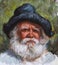 Old man with a white beard painted on canvas