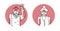 Old man and woman with angry emotion circle icons, facial expression with hands. Annoyed elder people, expressing their negative