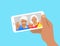 Old man and woman video call by phone flat concept