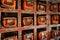 Old manuscripts folios in library of Thiksey Monastery. Ladak