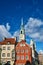 Old market with townhouses and Renaissance town hall tower