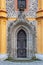 Old massive church door of the catholic church