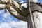 Old mast and ragged rigging of a sailing ship