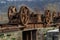 old mechanical metal gears mechanism on the abandoned dam