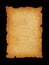 Old mediaeval paper sheet. Parchment scroll isolated on black