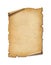 Old mediaeval paper sheet. Parchment scroll isolated on white with shadow