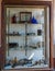 Old medicine cabinet with empty bottles in Columbia California