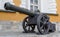 Old medieval artillery iron cannon