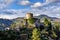 Old medieval castle, located on a hill near harbor of Portofino town, Italy