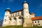 Old medieval castle in Nowy Wisnicz with towers, Poland