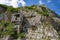 Old medieval fortress Golubac other side abandoned bulding from old mine, Serbia