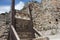 Old medieval stocks on a castle, low angle shot