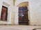 Old, medieval, wooden door with complex metal secure locks, in Biertan fortified church, Transylvania, Romania.