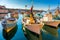 Old Mediterranean Town - marina harbor with fish boats