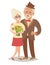 Old men, old women in love. Lovely happy old couple. Happy grandpa and grandma. Flat vector illustration.