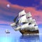 Old merchant ships - 3D render
