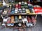 Old metal cars in sale at Dong Tai Lu street antique market in Shanghai China.