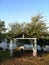 Old metal gazebo on the lakeshore in the province of Sakarya in Turkey