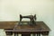 Old metal manual retro sewing machine