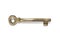 Old metal ward key on a white background