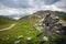 Old military barracks ruins from the first wolrd war on the path to Rocca la Meja, one of the most important peaks of the