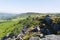 An old millstone quarry on Baslow Edge with abandoned unfinished millstone