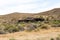 Old mining ruins and building made of railroad ties