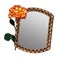 Old mirror with beautiful rose isolated background