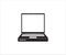 old model laptop computer in front view with square blank screen display vector design illustration