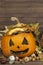 Old moldy pumpkin. Remembering Halloween celebration. Rot on the pumpkin. Halloween scary garden decoration.