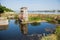 Old monumental piers of Trajan`s Bridge Serbia