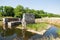 Old monumental piers of Trajan`s Bridge Serbia