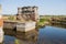 Old monumental piers of Trajan`s Bridge Serbia