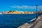 Old mosque at the seaside of old Venetian harbor at Greek town C