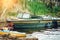 Old motorboat at a jetty - photo