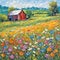 Old Mountain Barn In a Wildflower Meadow