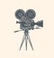 Old movie camera. Filming, cinema, video symbol. Vector illustration