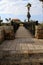 Old narrow bridge of desires in old Jaffa against the blue