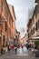 Old narrow street of the center of Ferrara, Italy