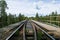 Old and narrow wood and steel construction railroad bridge