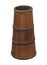 Old narrow wooden barrel isolated.