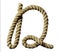 old natural fiber rope bent in the form of letter Dd