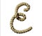 old natural fiber rope bent in the form of letter E